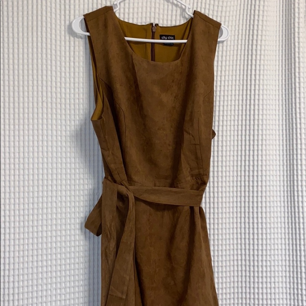 Faux Suede fit and flare dress